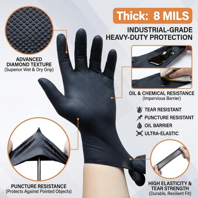 Прочные черные промышленные ни – обзор и цена Nitrile Mechanic Glove